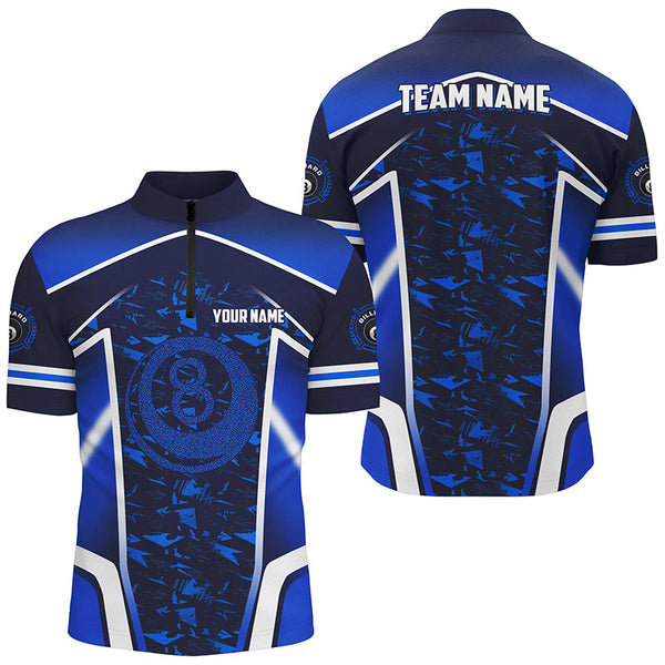 Personalized Name Blue 8 Ball Pool Abstract 3D Billiard Shirts For Men Team League Billiard Jerseys TDM2146