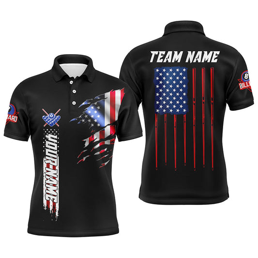 Custom Vintage Billiard American Flag Polo Shirts For Men Custom Patriotic Gifts For Pool Lover TDM0256