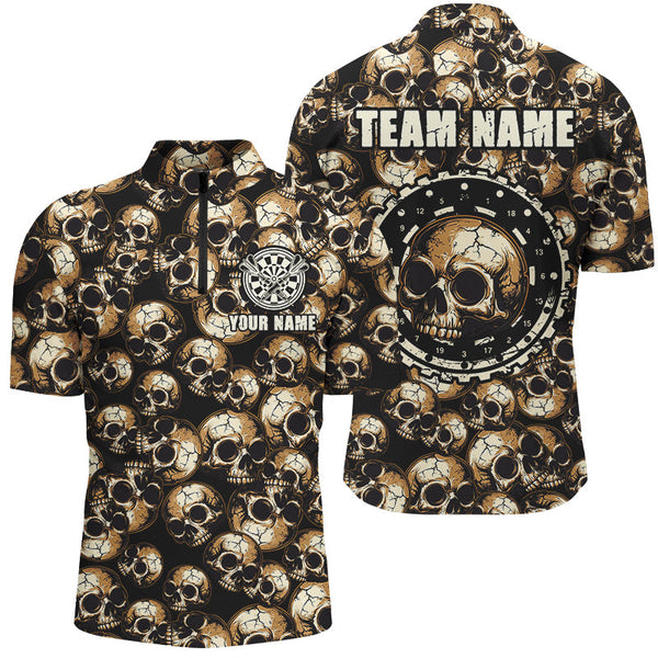 Personalized Retro Skull Pattern Darts Shirts For Men Custom Scary Darts Jerseys, Darts Uniform TDM2654