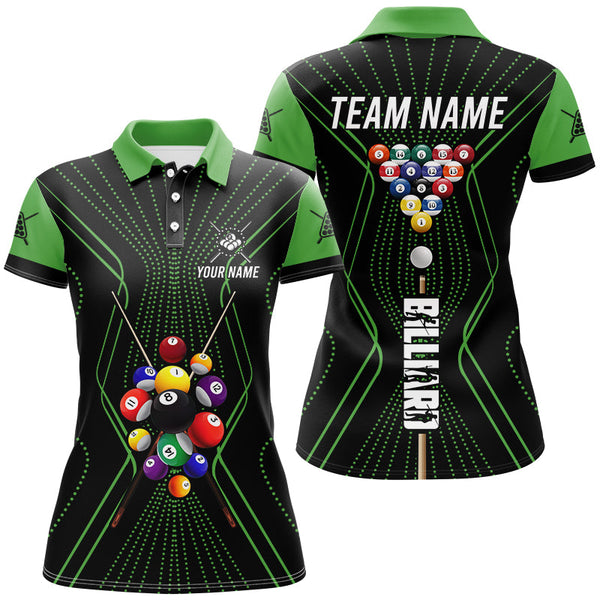 Black And Green Billiard Jerseys Halftone Pattern Custom Women Billiard Shirts, Billiard Team Uniform TDM2893