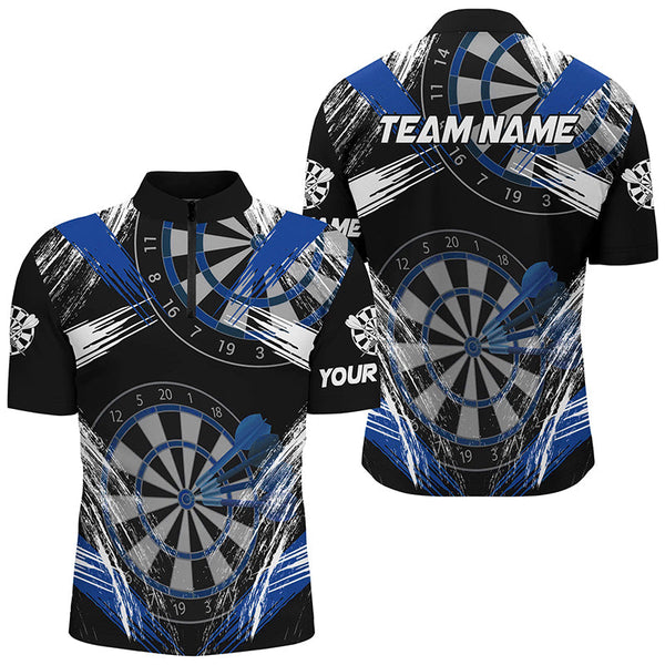 Personalized Darts Tournament Grunge Style Darts Shirts For Men Custom Darts Team Jerseys |Blue TDM3118