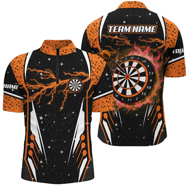 Personalized Thunder Lightning Orange Dart Jerseys Shirts For Men Custom Team League Darts Shirts TDM2149