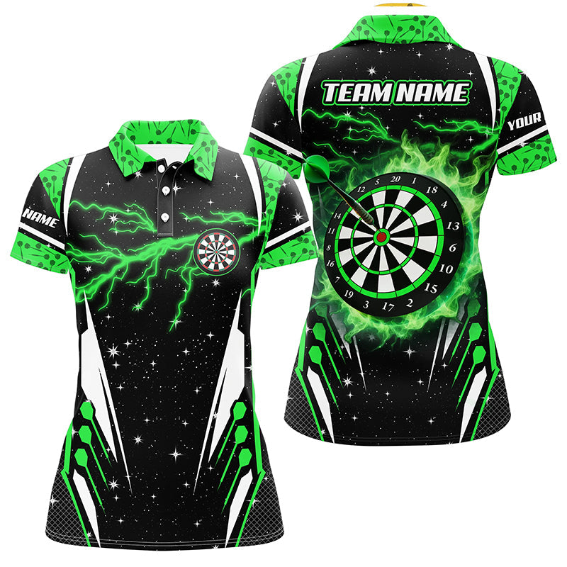 Personalized Thunder Lightning Green Dart Jerseys Women Polo Shirts Custom Team League Dart Shirts TDM1180