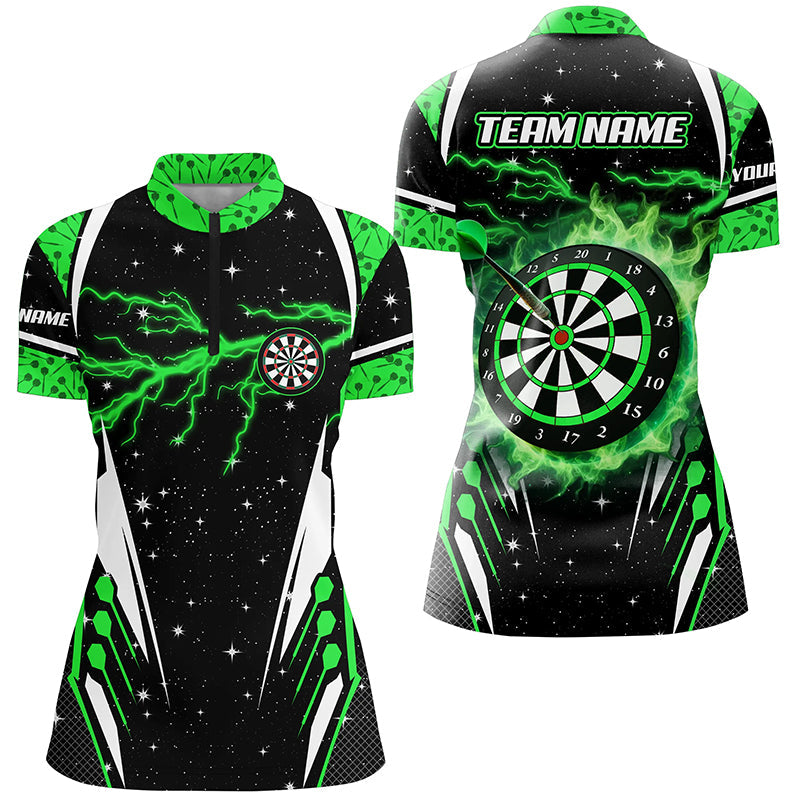 Personalized Lightning Green Dart Jerseys Women Quarter-Zip Shirts, Team League Dart Shirts TDM1180