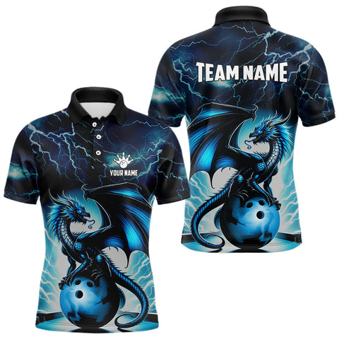 Blue Thunder Lightning Custom Dragon Bowling Shirts For Men, Bowling Team Jerseys Polo & 1/4 Zip TDM3678