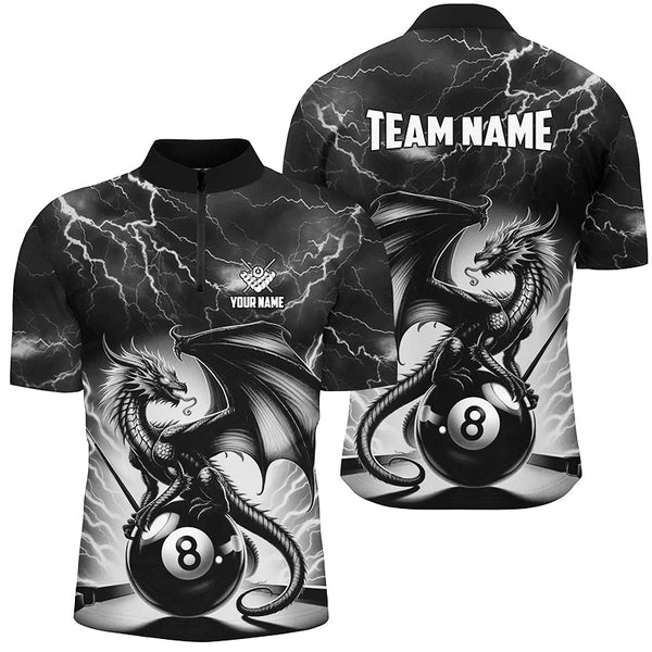 Lightning Thunder Dragon Custom Black 8 Ball Pool Shirts For Men, Billiard Team League Jerseys TDM2431