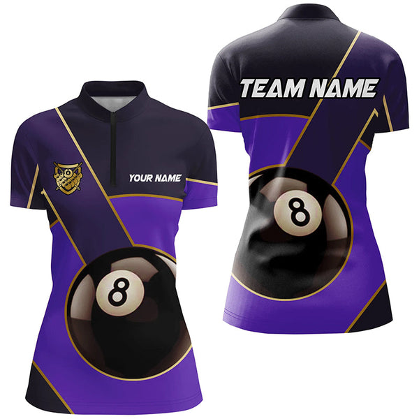 Best Custom 8 Ball Billiard Jerseys For Women, Personalized Billiard Tournament Team Shirts |Purple TDM2443