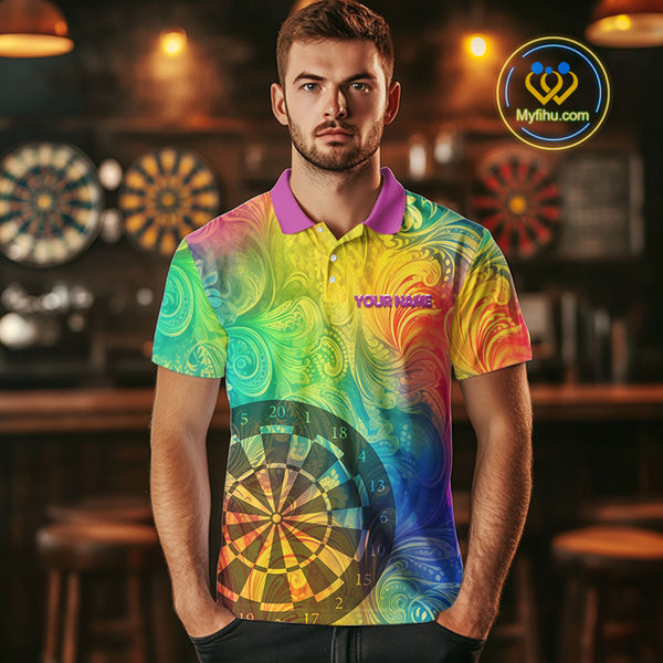 Personalized Funny Colorful Dart Shirt Polo & 1/4 Zip For Men Custom Dart Jerseys Team Outfit TDM3844