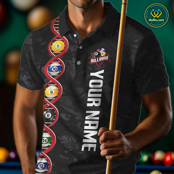 DNA Billiard Shirts For Men Custom Funny Pool Balls Billiard Jerseys Team Polo & Quarter Zip TDM3862