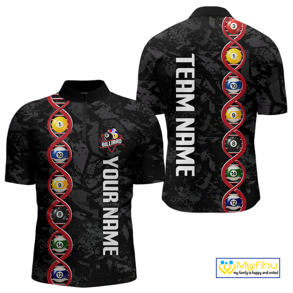DNA Billiard Shirts For Men Custom Funny Pool Balls Billiard Jerseys Team Polo & Quarter Zip TDM3862