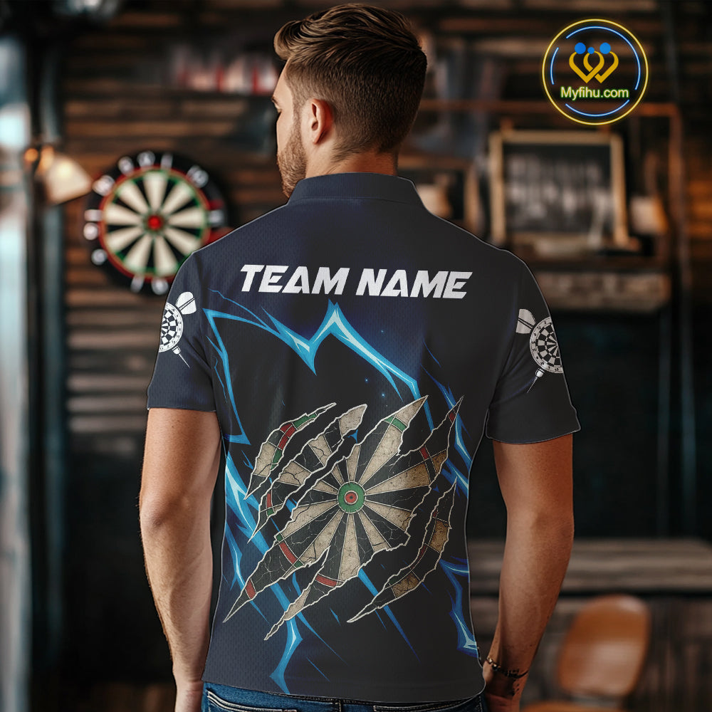 Personalized Thunder Lightning Dark Navy Darts Shirt For Men Custom Funny Darts Team Jerseys TDM4336