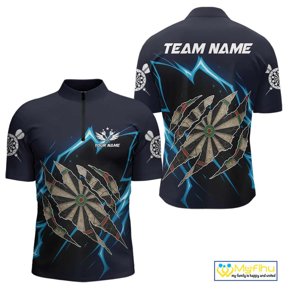 Personalized Thunder Lightning Dark Navy Darts Shirt For Men Custom Funny Darts Team Jerseys TDM4336
