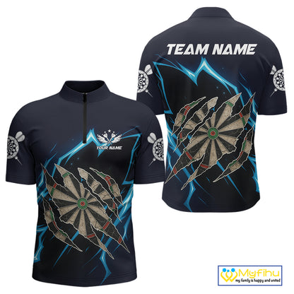 Personalized Thunder Lightning Dark Navy Darts Shirt For Men Custom Funny Darts Team Jerseys TDM4336