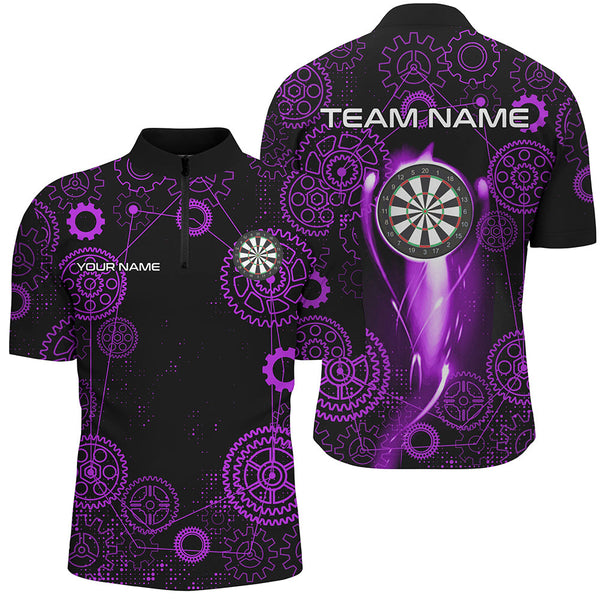 Purple Darts Gearwheel Pattern Custom Dart Shirts For Men, Dart Jerseys Darts League Team Uniform TDM3189