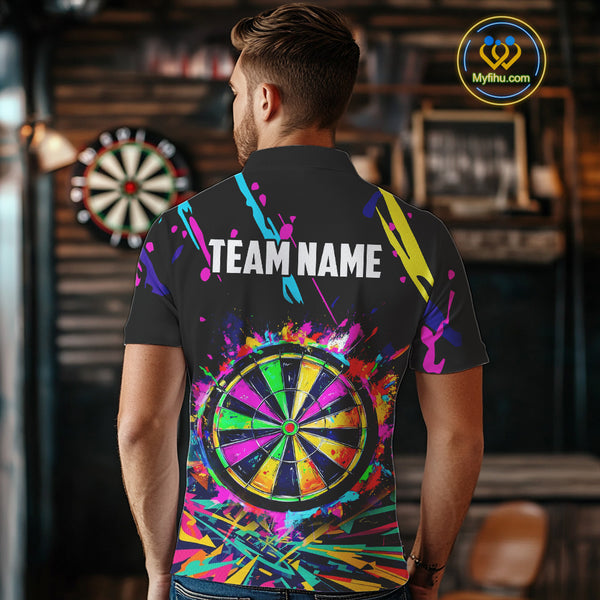 Colorful Neon Darts Shirts For Men Custom Darts Jerseys Polo & 1/4 Zip, Darts Team Shirt TDM3878