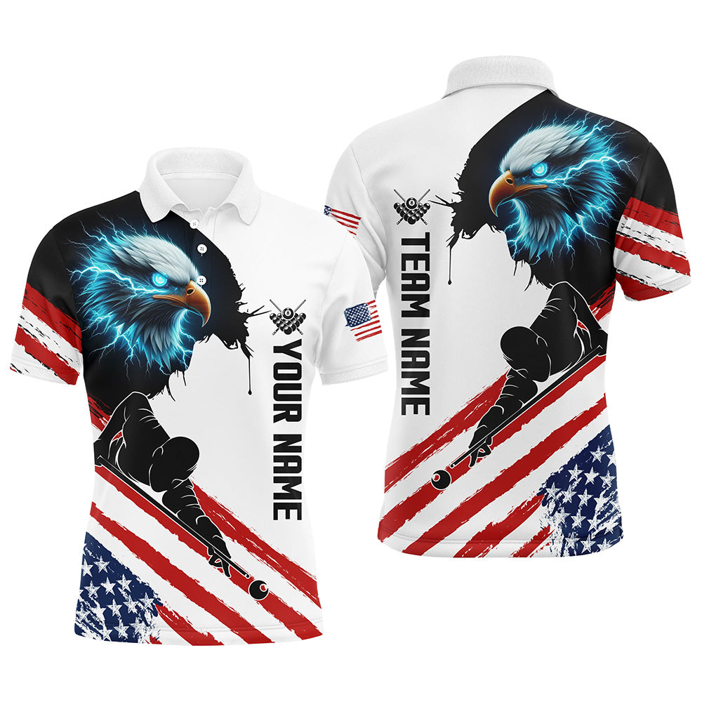 Personalized Eagle American Flag Billiard Player Shirts For Men Custom Patriotic Billiard Jerseys TDM1601