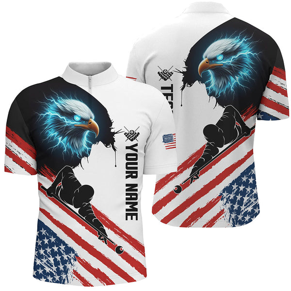 Personalized Eagle American Flag Billiard Player Shirts For Men Custom Patriotic Billiard Jerseys TDM1601