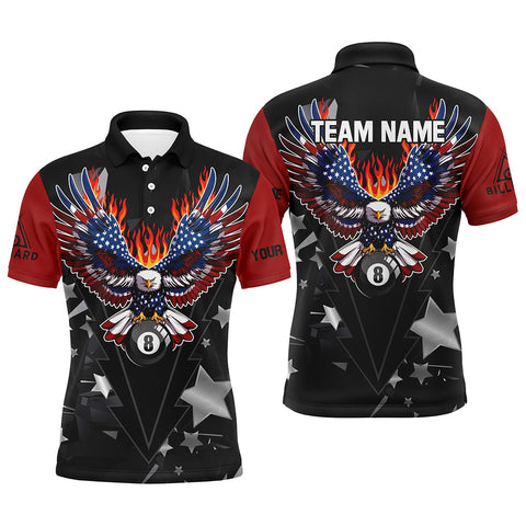 Personalized Eagle American Fire Flame Men Billiard Shirts Custom Patriotic Billiard Pool Jerseys TDM2726