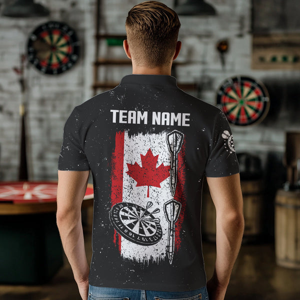 Custom Grunge Canada Flag Smoke Dart Shirt For Men, Patriotic Darts Jersey TDM3552