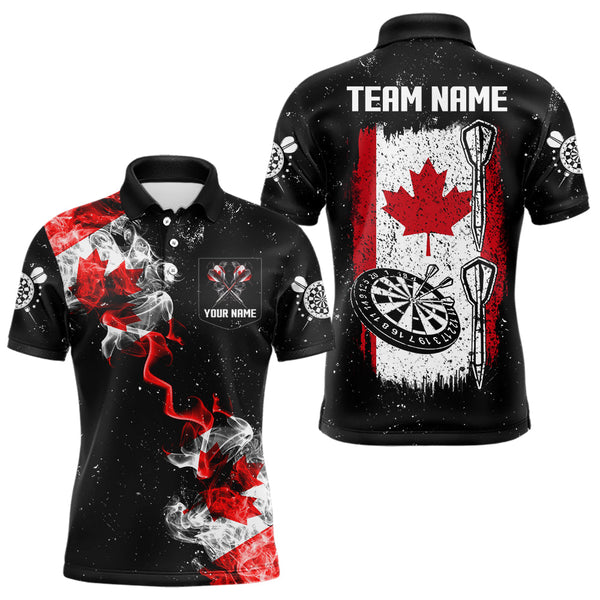 Custom Grunge Canada Flag Smoke Dart Shirt For Men, Patriotic Darts Jersey TDM3552