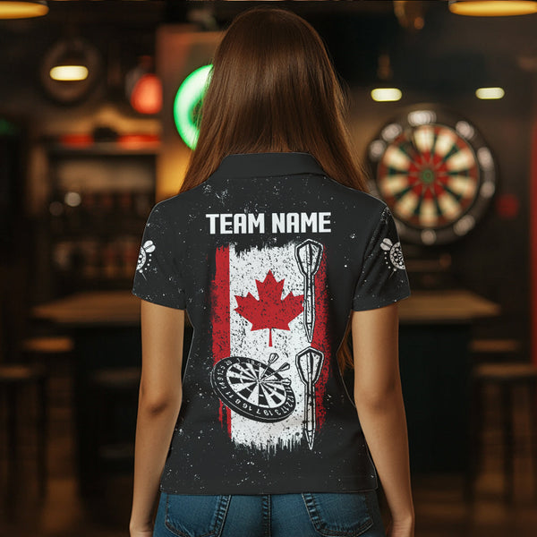 Custom Grunge Canada Flag Smoke Dart Shirt For Women, Patriotic Darts Jersey TDM3552