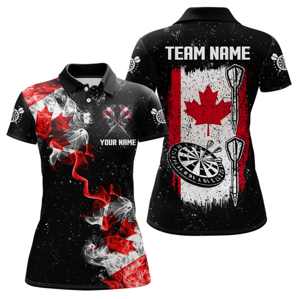 Custom Grunge Canada Flag Smoke Dart Shirt For Women, Patriotic Darts Jersey TDM3552