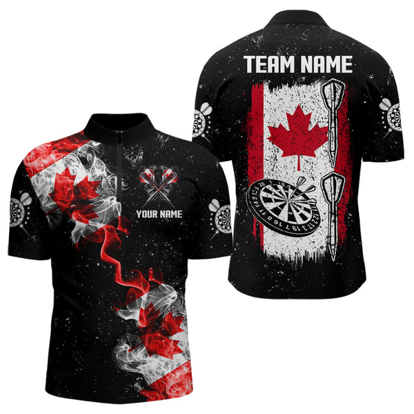 Custom Grunge Canada Flag Smoke Dart Shirt For Men, Patriotic Darts Jersey TDM3552