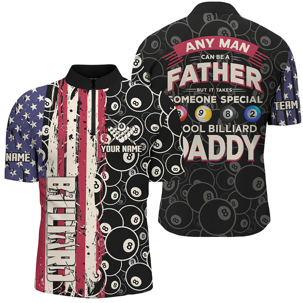 Retro American Flag Patriotic Billiard Shirts For Men Custom Pool Billiard Father's Day Shirts Gift TDM1604