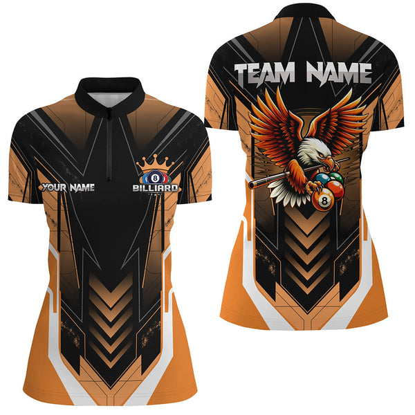 Personalized Funny Eagle Billiard Shirts For Women Custom Name Orange Billiard Balls Sports Jerseys TDM2222