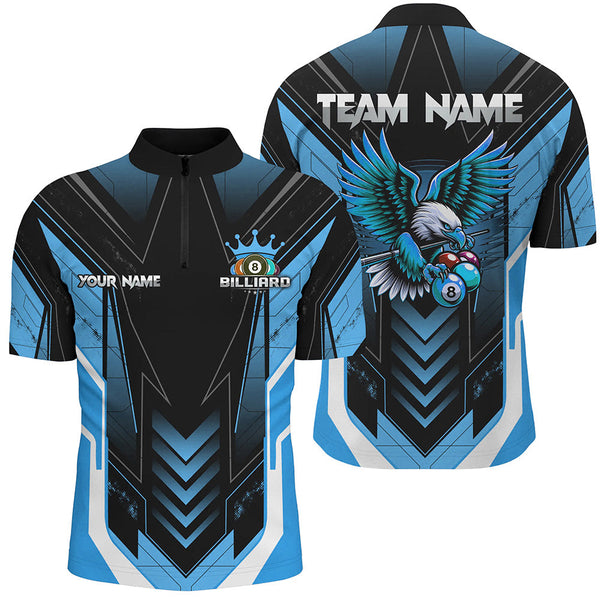 Personalized Funny Eagle Billiard Shirts For Men Custom Name Blue Billiard Balls Sports Jerseys TDM2223