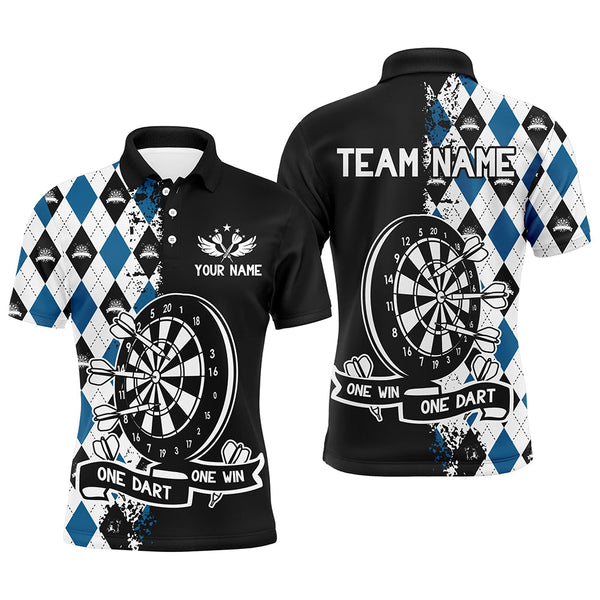 One Dart One Win Custom Argyle Darts Shirts For Men, Funny Darts Team Shirts Best Dart Jerseys TDM3227