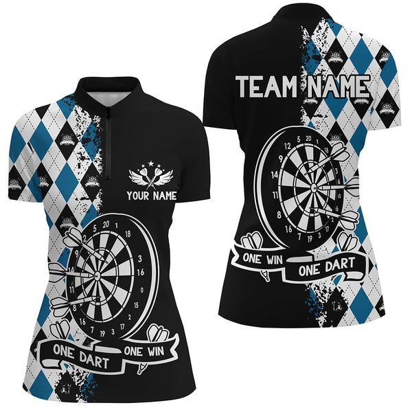 One Dart One Win Custom Argyle Darts Shirts For Women, Funny Darts Team Shirts Best Dart Jerseys TDM3227