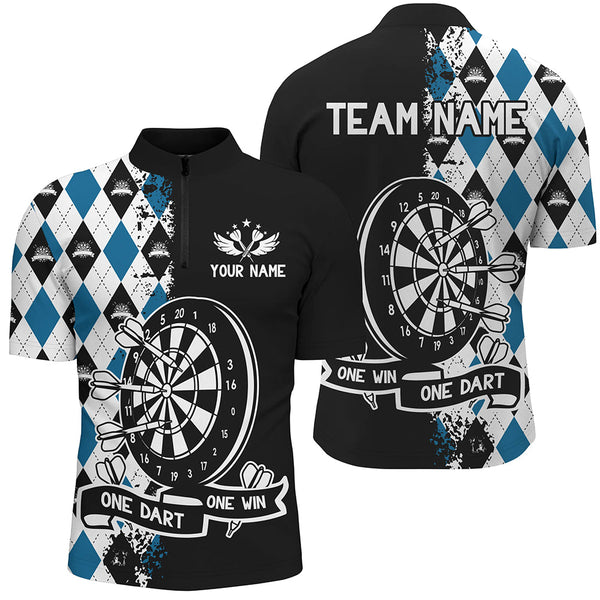 One Dart One Win Custom Argyle Darts Shirts For Men, Funny Darts Team Shirts Best Dart Jerseys TDM3227