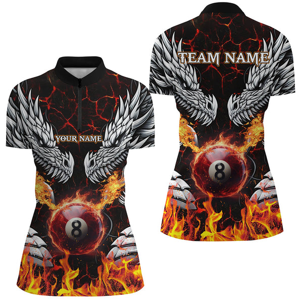 Personalized Dragons Fire Flame 8 Ball Pool Women Billiard Shirts Team League Billiard Jerseys TDM3230
