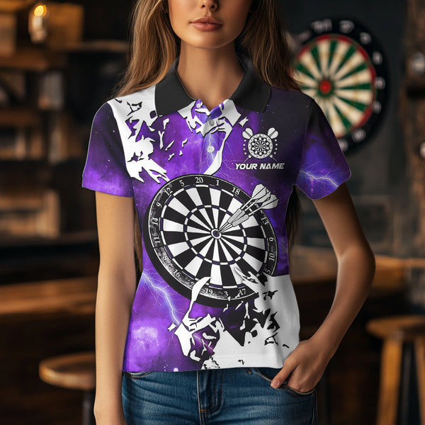 Lightning Grunge Dartboard Custom 3D Printed Darts Shirts For Women, Darts Team Jerseys |Purple TDM3724