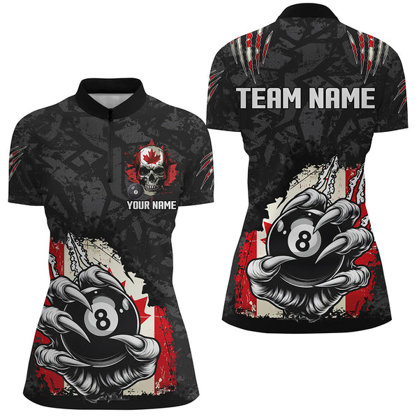 Funny Claw Tearing Canada Flag 8 Ball Pool Custom Women Billiard Shirts, Patriotic Billiard Jerseys TDM2231