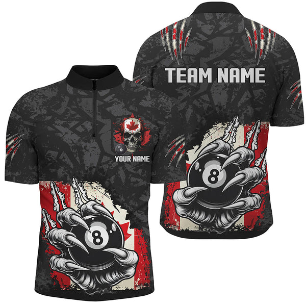 Funny Claw Tearing Canada Flag 8 Ball Pool Custom Men Billiard Shirts, Patriotic Billiard Jerseys TDM2231