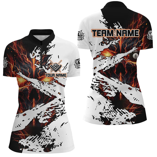 Personalized Lightning Skull Billiard Shirts For Women Custom Billiard Jerseys Grunge Style |Orange TDM2238