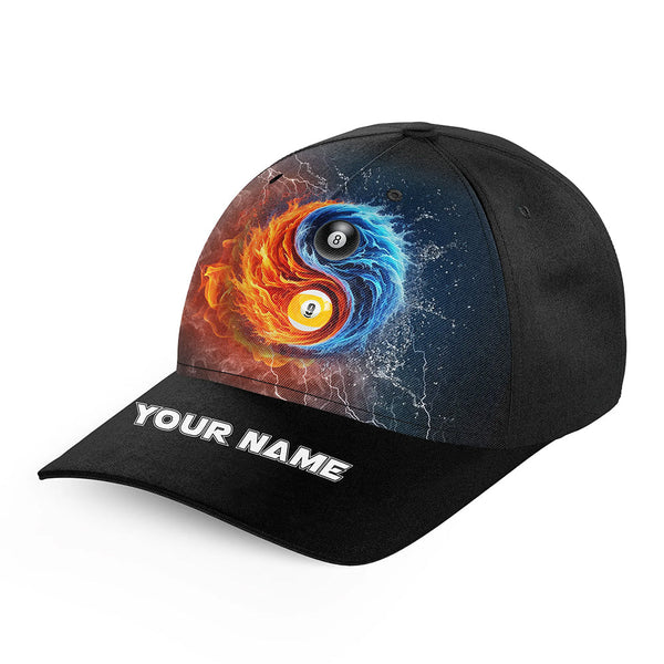 Personalized 8 Ball & 9 Ball Water And Fire Billiard Hats Custom 3D Printed Billiard Baseball Caps TDM2025
