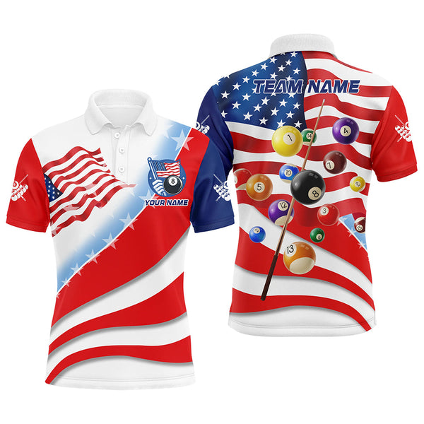 Personalized 3D Billiard Balls American Flag Pool Shirts For Men, Patriotic Billiard Team Jerseys TDM2028