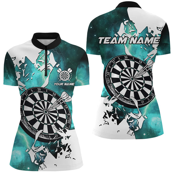 Lightning Grunge Dartboard Custom 3D Printed Darts Shirts For Women, Darts Team Jerseys |Turquoise TDM2260