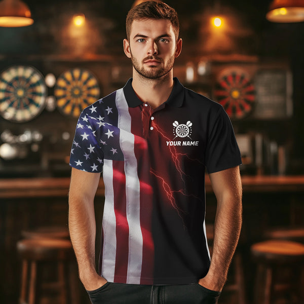 Personalized Lightning American Flag Dartboard Smoke Dart Shirts For Men Team Patriotic Dart Jersey TDM3745
