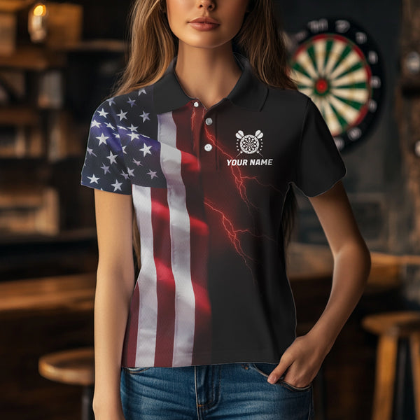 Personalized Lightning American Flag Dartboard Smoke Dart Shirts For Women Team Patriotic Dart Jersey TDM3745