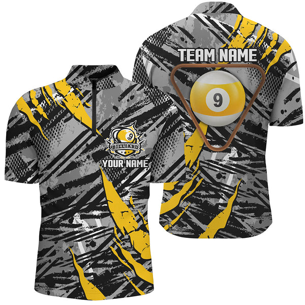 Personalized Grunge 9 Ball Pool Billiard Shirts For Men Custom Billiard 9 Ball Jersey Shirts TDM1633