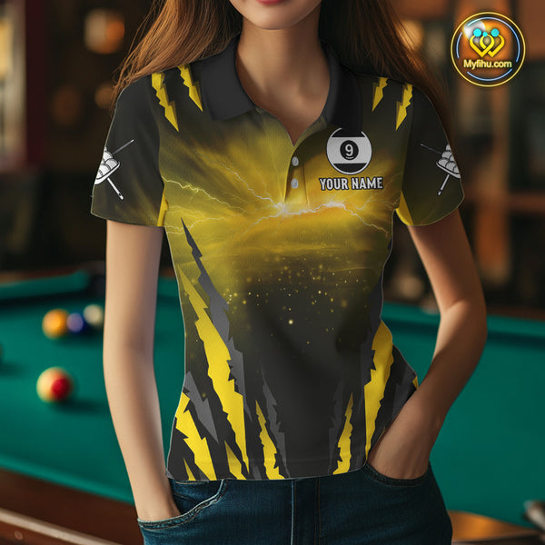 Personalized 9 Ball Thunder Lightning Cobra Snake Women Billiard Shirts, 9 Ball Pool Team Jerseys TDM4022