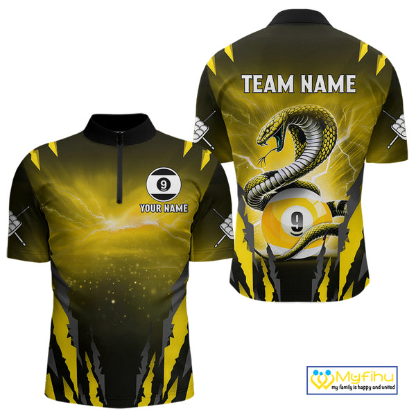 Personalized 9 Ball Thunder Lightning Cobra Snake Men Billiard Shirts, 9 Ball Pool Team Jerseys TDM4022