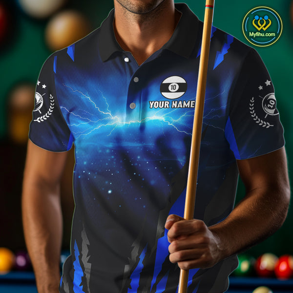 Personalized 10 Ball Thunder Lightning Cobra Snake Men Billiard Shirts, 10 Ball Pool Team Jersey TDM4023