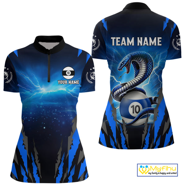 Personalized 10 Ball Thunder Lightning Cobra Snake Women Billiard Shirts, 10 Ball Pool Team Jersey TDM4023
