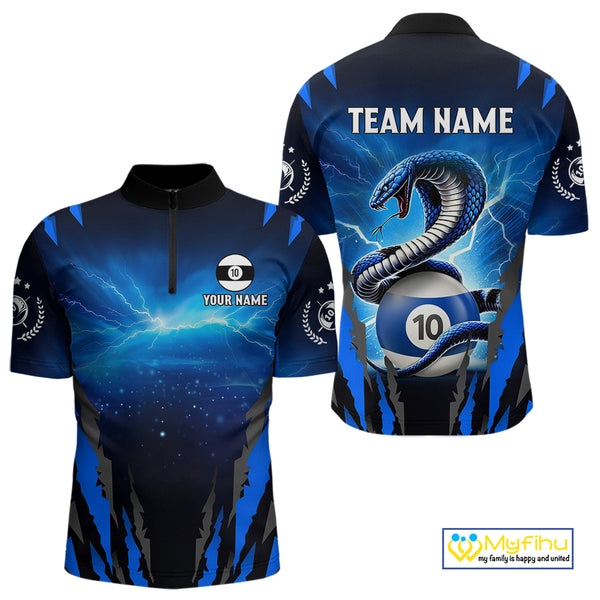 Personalized 10 Ball Thunder Lightning Cobra Snake Men Billiard Shirts, 10 Ball Pool Team Jersey TDM4023