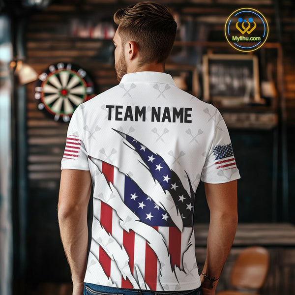 US Flag Patriotic Dart Shirt With Pocket Option For Men Custom Darts Jersey TDM4024